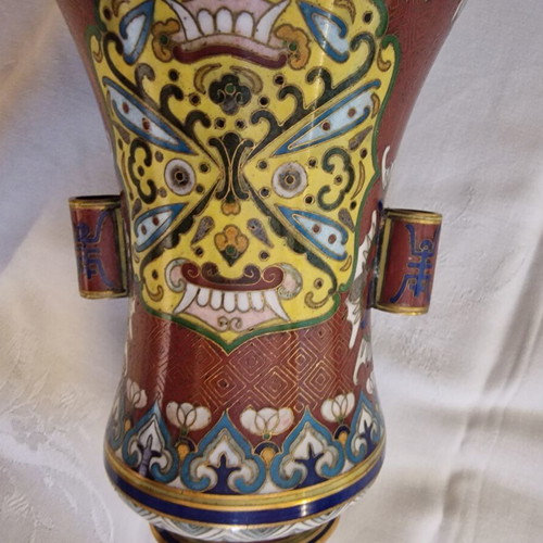 Chinese vases used, pair, 24.5 cm, early 20th century