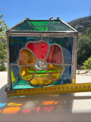 Stained glass ceiling light handmade from blown glass like new