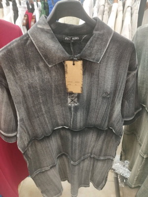 Men's denim polo shirt new, short sleeve, black, sizes S-XXL