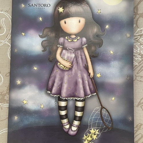Santoro Gorjuss stationery set with notebook, stamp, erasers, bookmark