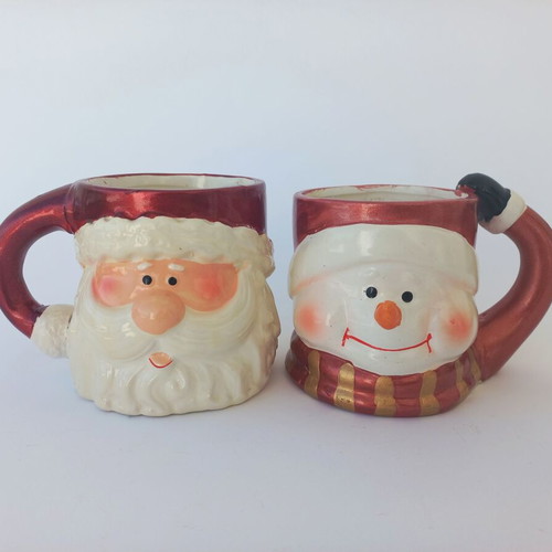 Christmas mug set used with Santa Claus and snowman