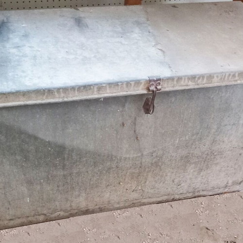 Metal Trunk used, galvanized sheet, 1950s, 96x45x48 cm