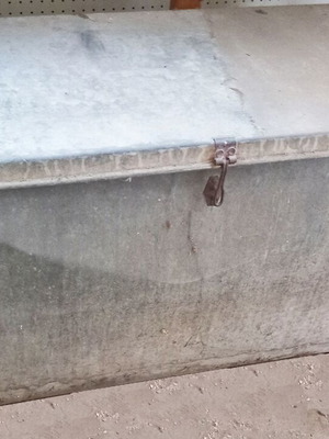 Metal Trunk used, galvanized sheet, 1950s, 96x45x48 cm