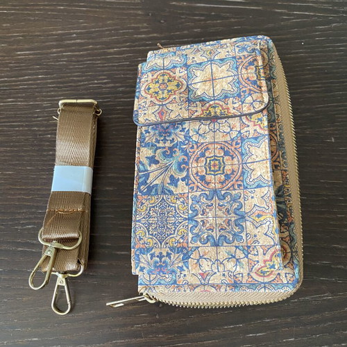Women's wallet and mini crossbody bag with azulejos design, new