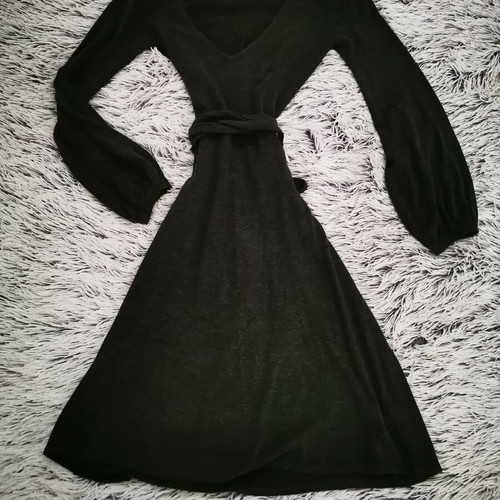 Zara elastic wool dress knee-length like new, dark gray