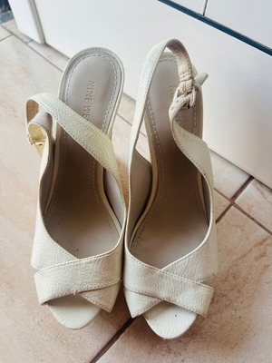 Nine West cream platform peep-toe heels with cork look