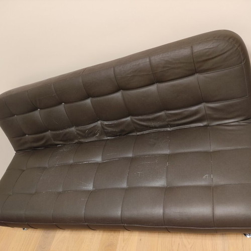 SATO-entos three-seater sofa bed used, reclining backrest, dark brown