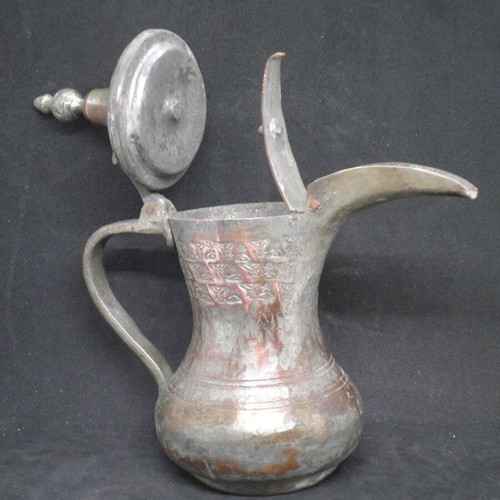 Antique copper coffee kanati used with engraved oriental designs
