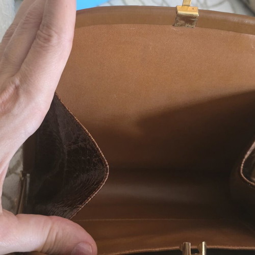 Vintage Almada leather shoulder bag cognac brown from the 80s