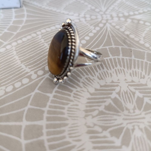925 Silver ring with tiger's eye
