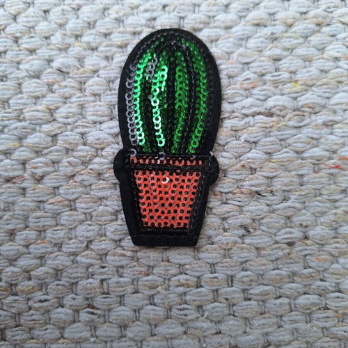 Cactus iron-on patch with sequins new