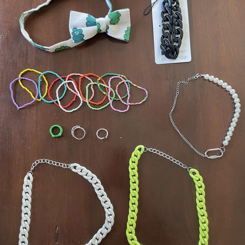 Y2K & Funky Accessories Set - Necklaces, Rings, Bijoux, Bow Tie