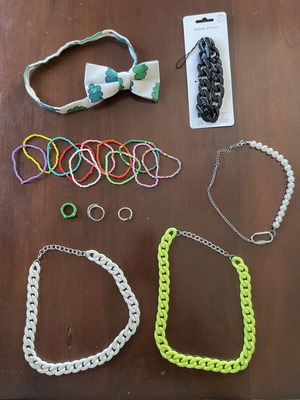Y2K & Funky Accessories Set - Necklaces, Rings, Bijoux, Bow Tie