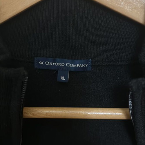 Oxford Company cotton knit full zip black like new XL slim fit