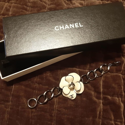 Chanel blackened metal bracelet with large camellia flower like new