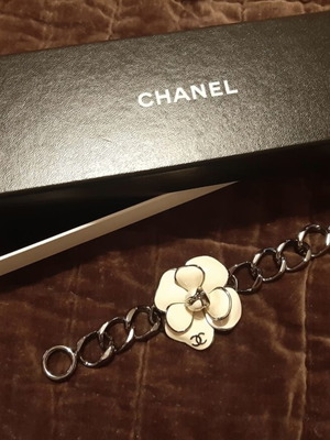 Chanel blackened metal bracelet with large camellia flower like new