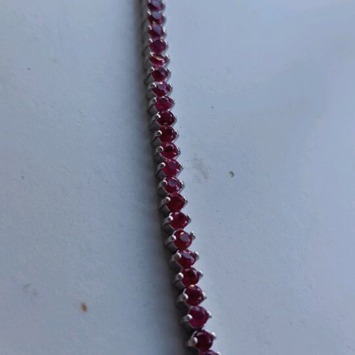 Women's bracelet used, handmade silver with red stones