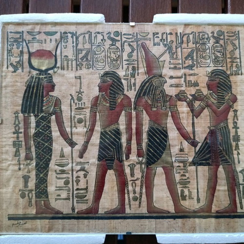 Egyptian papyri like new, framed set of 2 pieces