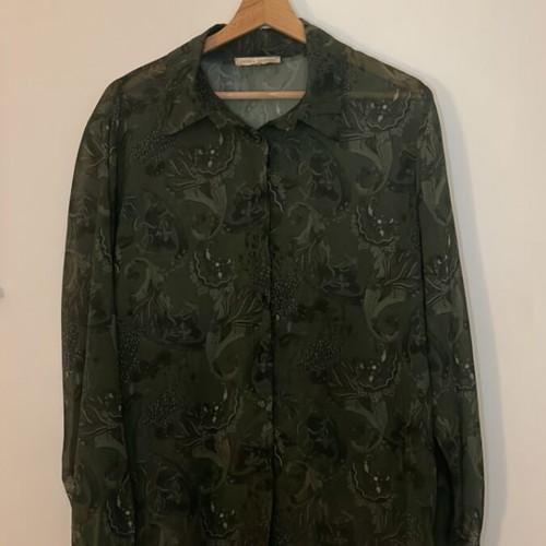 Vassia Kostara shirt like new, see through, size M, white and green