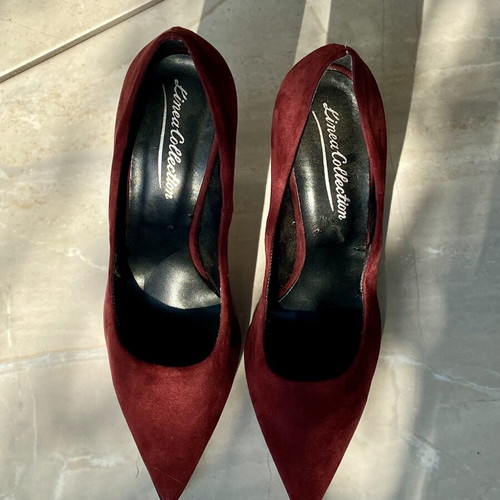 Linea Collection Stiletto high heels used, size 39, burgundy suede