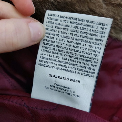 Cycle coat jacket used green khaki with natural fur collar