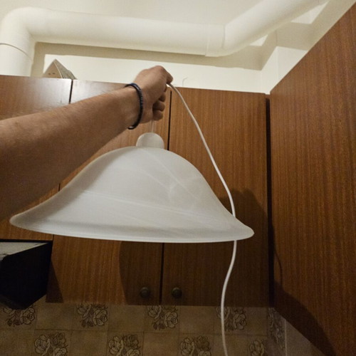 White pendant lamp with E27 socket, new