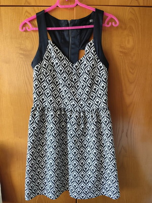 Grama black and white dress with open back size L new