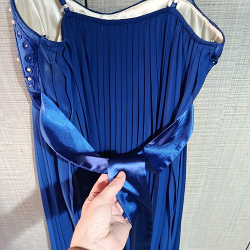 Bill Cost blue mini dress with embroidered bust and pleated skirt