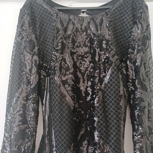 Sequin dress medium used, black, open back