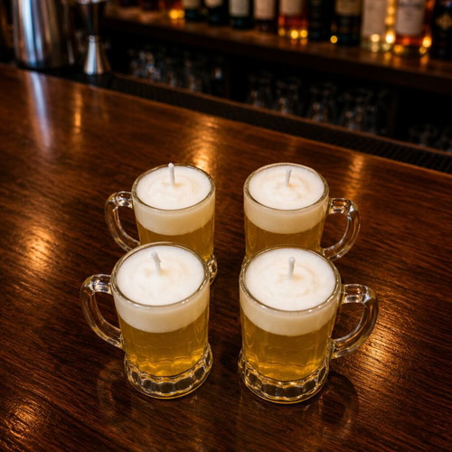 Handmade scented beer candle set with 4 small and 6 medium glasses