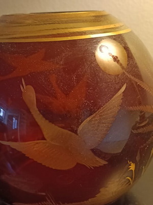 Egermann vintage vase with Bohemian glass and gilded engravings