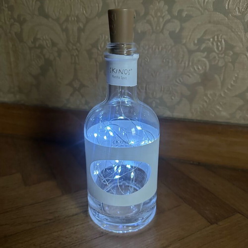 Lighting from Skinos mastiha liqueur bottle like new with led light