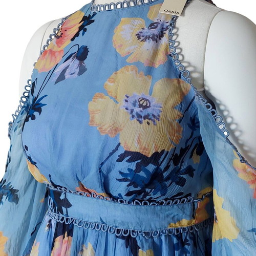Oasis floral mini dress new, size M, turquoise multicolor