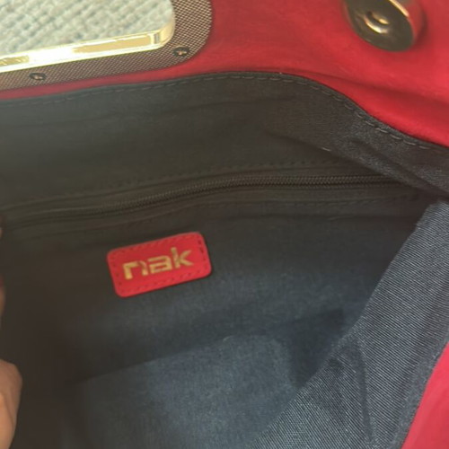 Suede leather red clutch bag NAK like new