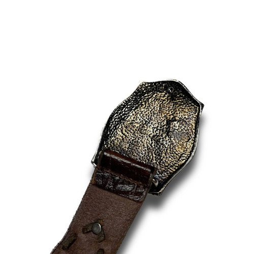 Dolce & Gabbana Silver Antique DG Logo Buckle Leather Belt like new, size 95cm, brown