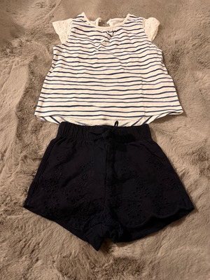 2 pieces navy striped -6-9 months set