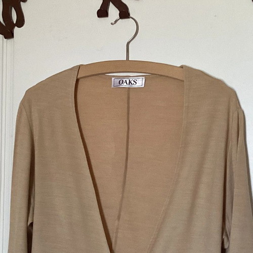 Beige Oaks cardigan with black velvet bows like new