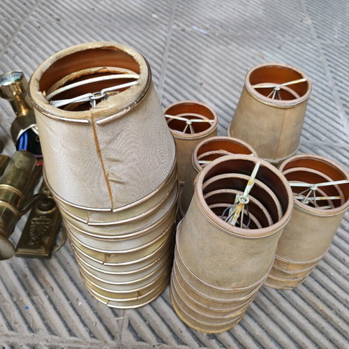 Antique wall lights used, set of 13, brass