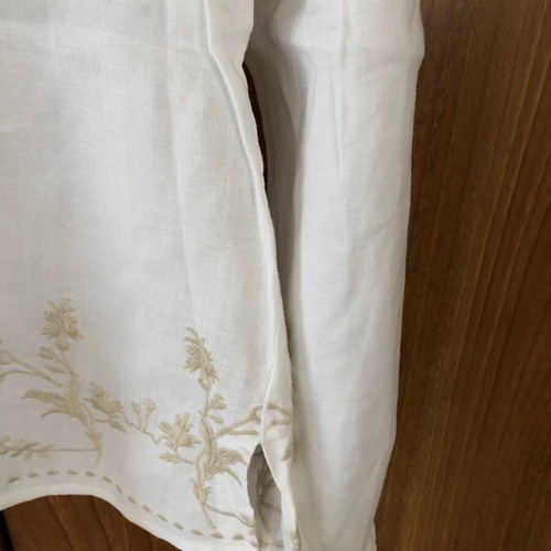 Linen tunic Mango XL like new, white with embroidery