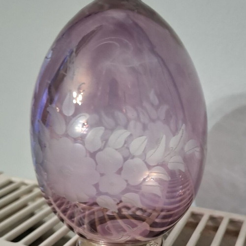 Fabergé Easter egg Italian Cristallo e Argento Italiani with silver base 800/925% like new