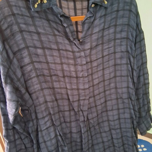 Zara shirt wide long cotton like new with embroidery and beads