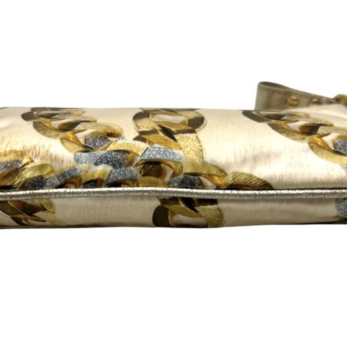 Roberto Cavalli silk clutch used with signs of wear and discoloration