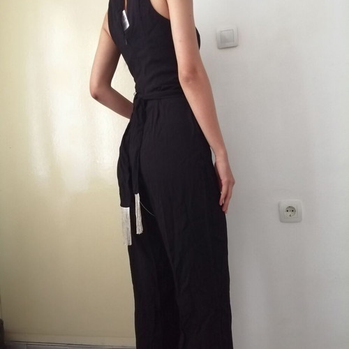Mango black women's jumpsuit with belt, size S