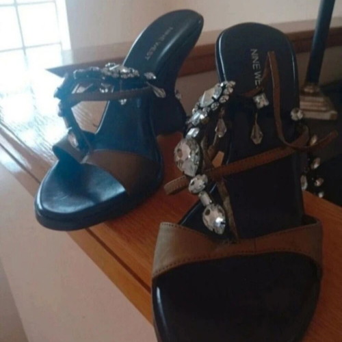 Nine West platform sandals size 40, like new, brown and gold