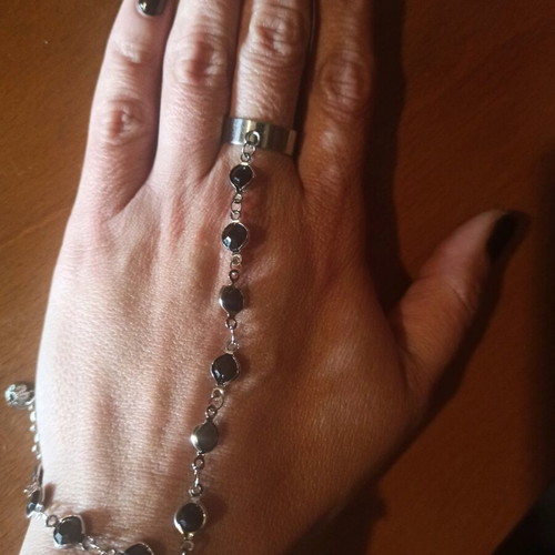 Titanium and steel bracelet ring new silver color
