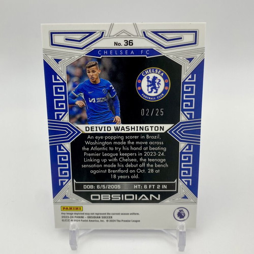 Panini Obsidian Deivid Washington RC Chelsea card like new