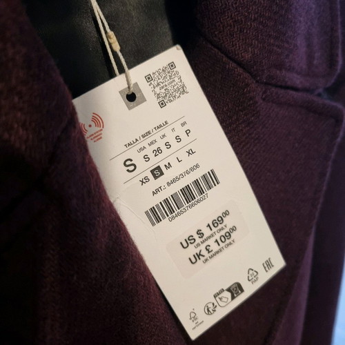 Zara woolblend burgundy coat new, oversized