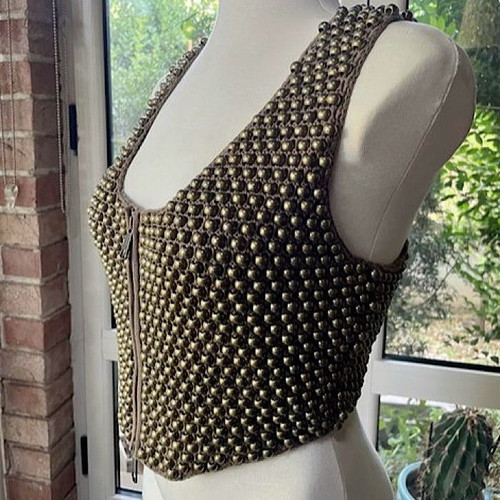 Temperley London Vest New Cotton Waistcoat with Metallic Beads