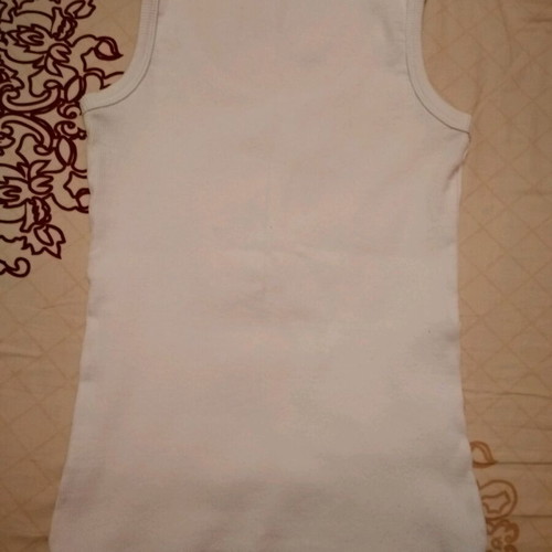Handmade tank top used small, white with original design