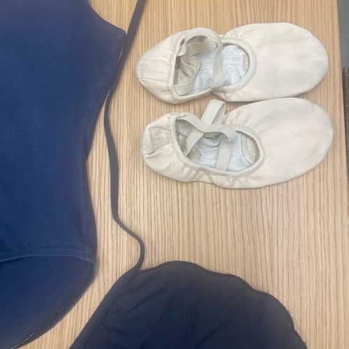 Ballet costume used with shoes dark blue for age 7-8